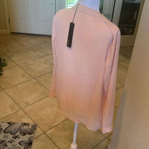 Krisa Women's M Surplice Long Sleeve Blouse Ballet Pink Crossover Wrap Top New - Picture 7 of 11